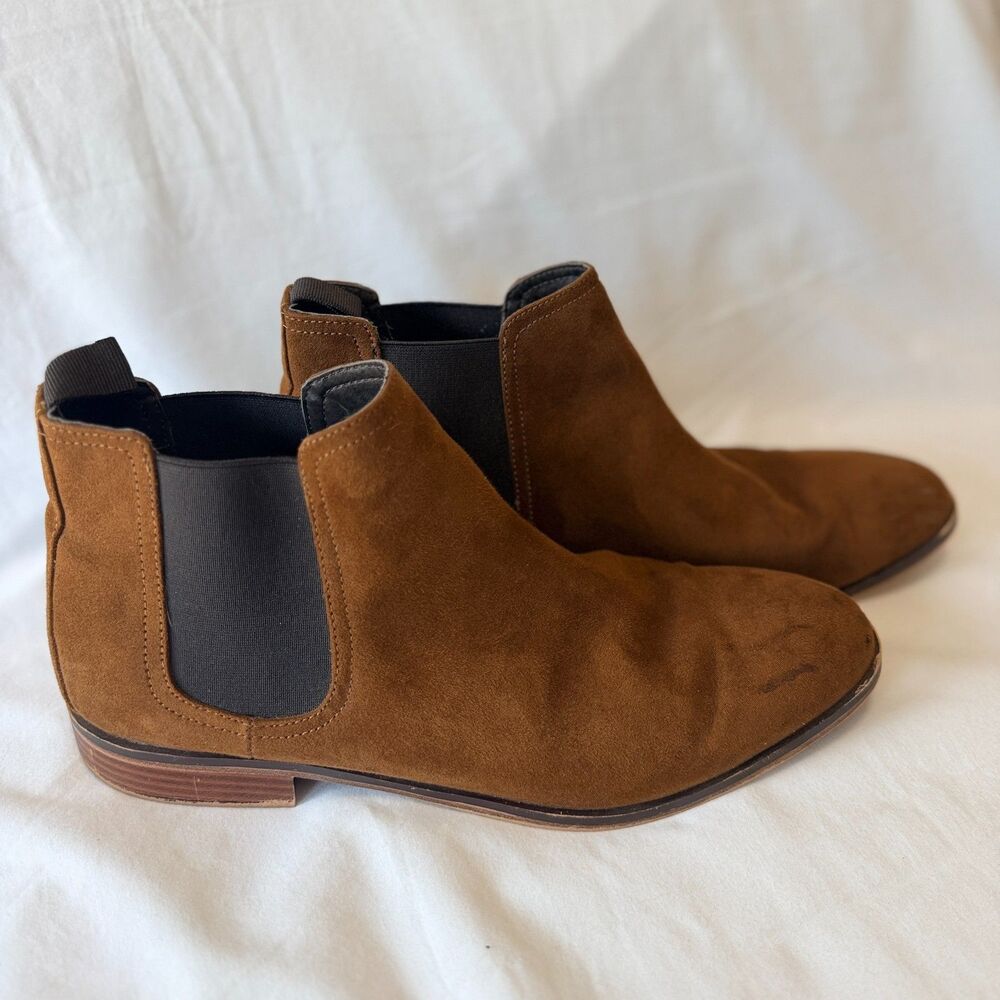 HM Mens Faux Suede Chelsea Boots Chestnut Brown Ankle Boot EU 45 US 11.5 12